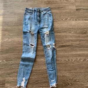 extra high rise ripped skinny jean
